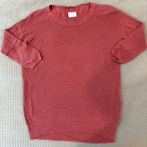 Wilfred Aritzia Balzac Silk Cashmere 3/4 Sleeve Sweater – Rose Rust, Size Small